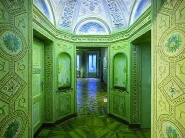 Parte interna del vestibolo di casa manzoni, ai retouched image by an hotels milan