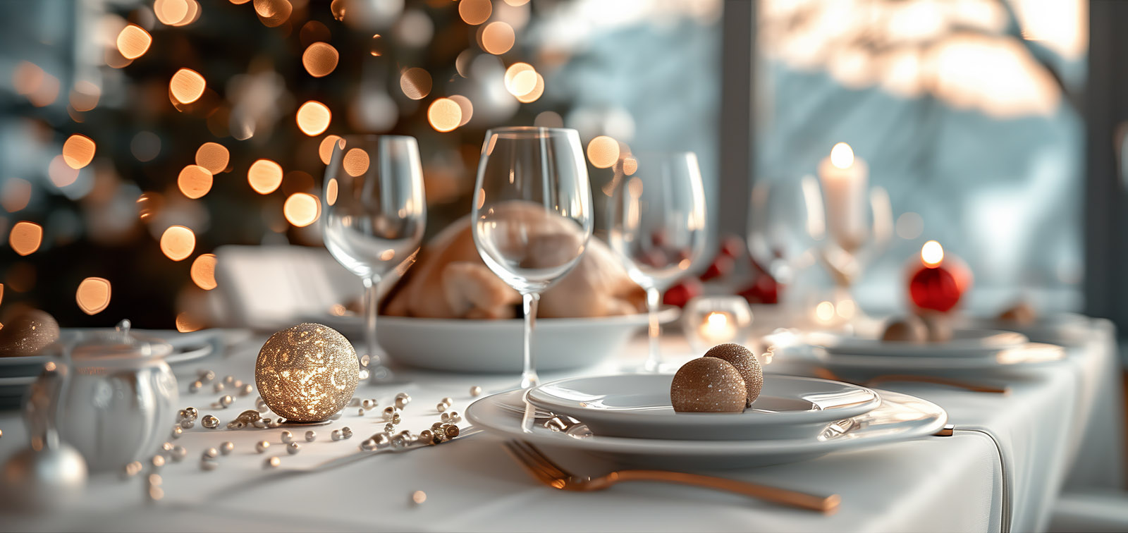 Elegant christmas dinner table setting with festive decorations 1 an hotels - milano business hotels di design a milano - an hotels Pranzo di natale an hotels